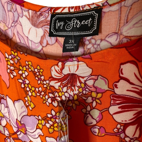 Brand New! Ivy Street Orange Multi Tiered dress with Ties at Shoulder Size 3X - Picture 11 of 11